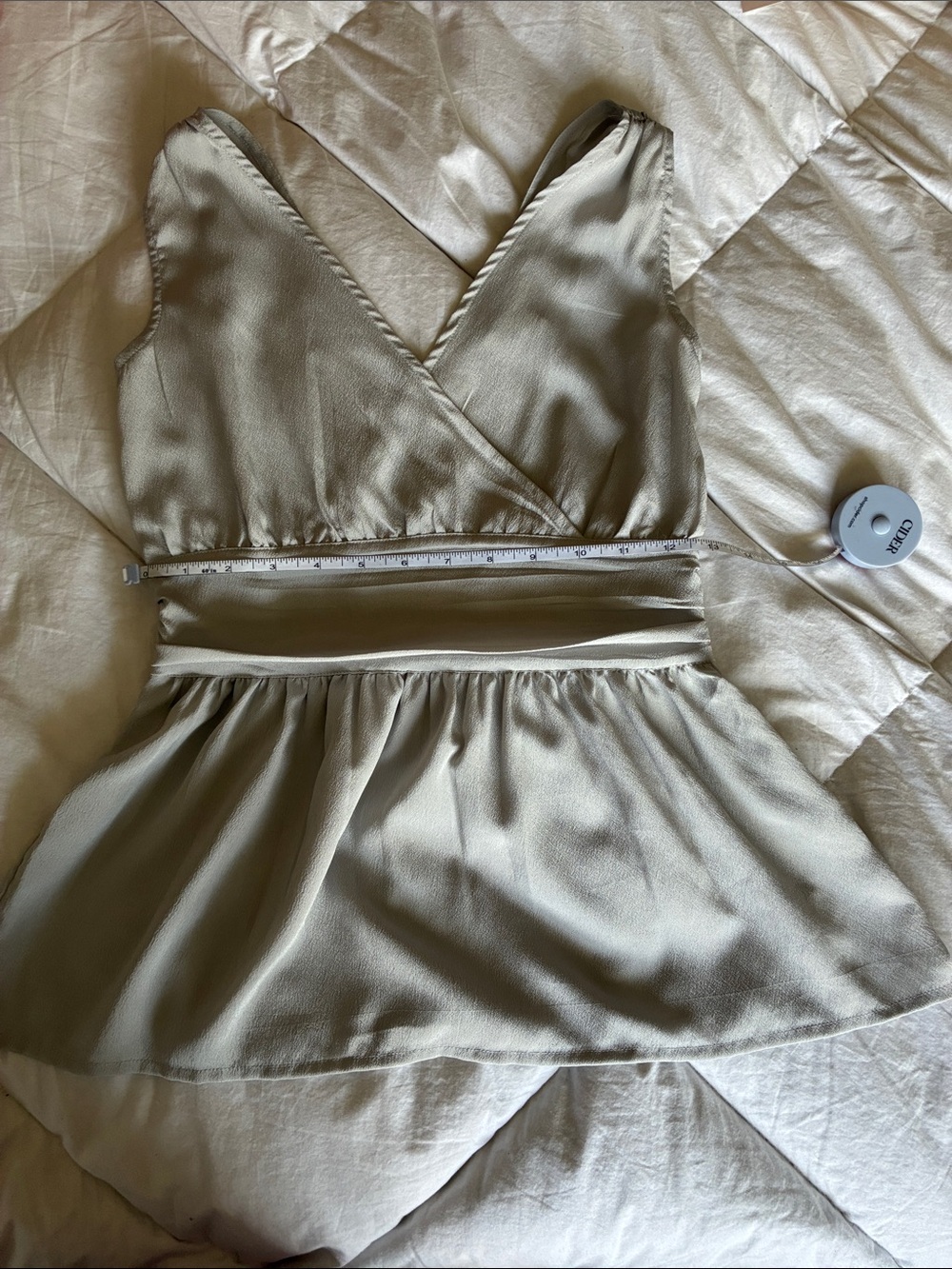 Banana Republic Factory Sleeveless Wrap Peplum Top in Light Sage